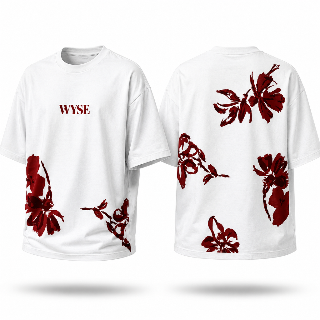 Crimson Bloom Oversized Tee