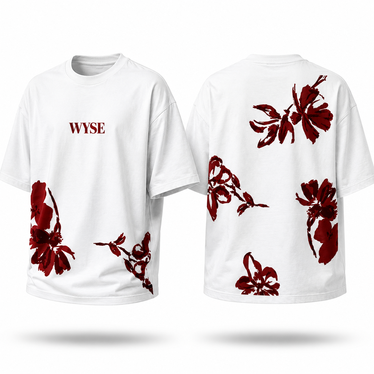 Crimson Bloom Oversized Tee