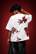 Crimson Bloom Oversized Tee